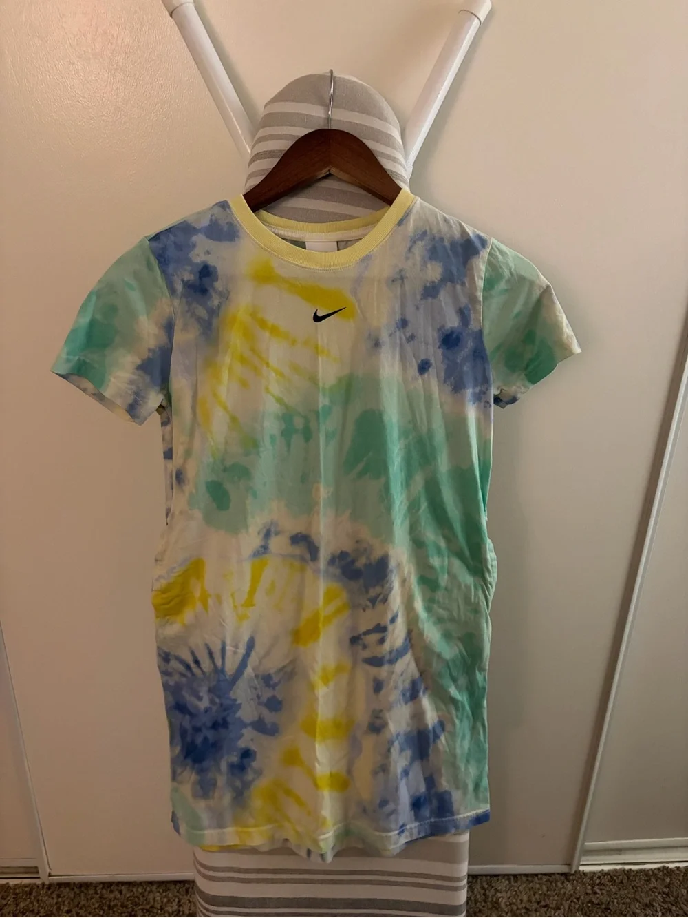 Nike Tie-Dye Mini Dress in Yellow, Blue & Green